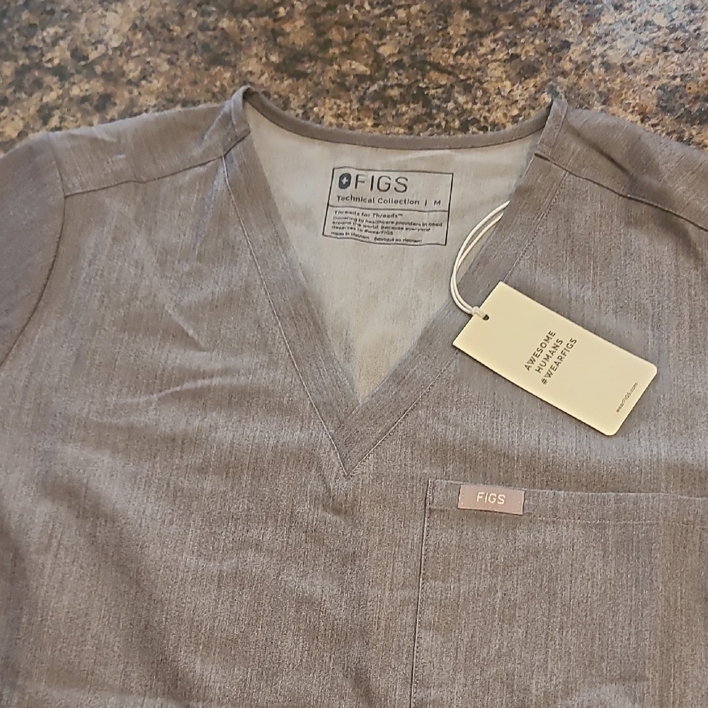 Figs Charcoal V-Neck Scrub Top